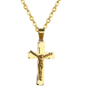 Ανδρικός σταυρός με αλυσίδα ατσάλι 316L χρυσό bode 02706
