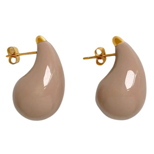 Γυναικεία σκουλαρίκια κρίκοι Chunky Drops 26mm ατσάλι 316L μπεζ bode 02710
