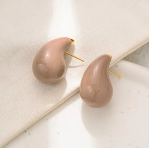 Women's earrings Chunky Drops steel 316L beige bode 02710