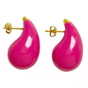 Women's earrings Chunky Drops steel 316L fuchsia bode 02712