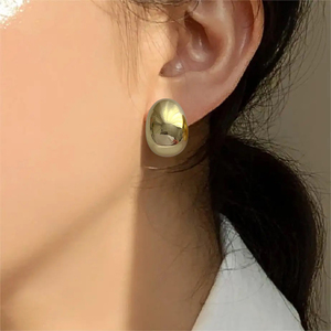 Women's earrings Vintage Oval  steel 316L gold bode 02713