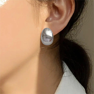 Women's earrings Vintage Oval  steel 316L silver bode 02714
