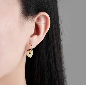 Γυναικεία σκουλαρίκια Καρδιές με Λευκές Πέτρες ατσάλι 316L χρυσό bode 02749