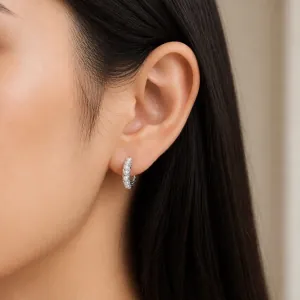 Women's earrings Hoop with white pearls steel 316 silver