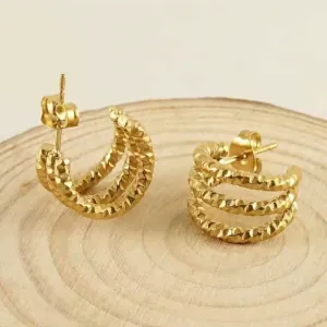 Women's earrings steel rings  gold