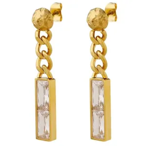 Women's long earrings with White Stone steel 316L gold bode 02765