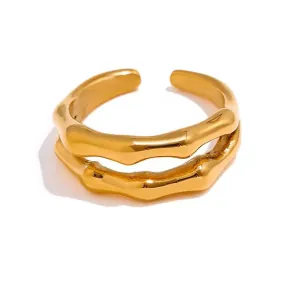 Γυναικείο δαχτυλίδι  με ιδιαίτερο σχέδιο ατσάλι χρυσό bode 02873