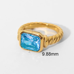 Γυναικείο δαχτυλίδι  Μονόπετρο Τιρκουάζ Πέτρα ατσάλι χρυσό bode 02907