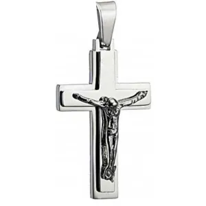 Men's steel cross 316L silver