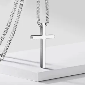 Μens necklace cross steel 316 L silver