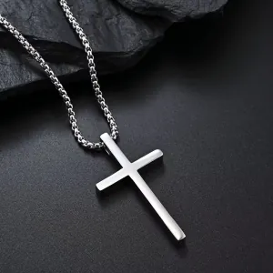 Μens necklace cross steel 316 L silver