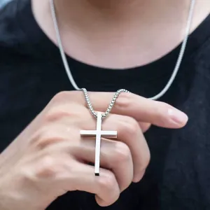 Μens necklace cross steel 316 L silver