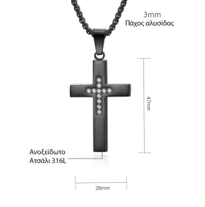 Ανδρικός Σταυρός Ανοξείδωτο Ατσάλι Μαύρο bode 02971BL