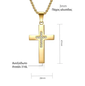 Men's gold-plated stainless steel cross
