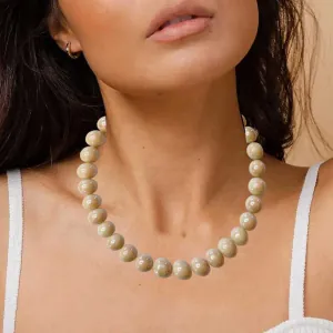 Women's Bohemian Style necklace handmade with beige ceramic beads