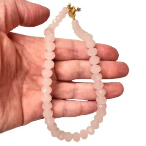 Women's Bohemian Style necklace handmade with pink ceramic beads