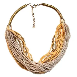 Women's Bohemian Style necklace handmade with beige beads