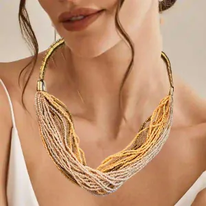 Women's Bohemian Style necklace handmade with beige beads