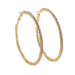 Hoop Earrings with White Stones gold bode 03226