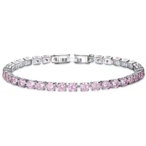Women's Bracelet with Zircon Stones Pink steel 316L silver 