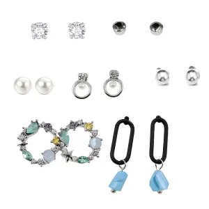 Γυναικεία σκουλαρίκια SET καρτέλα 7 τεμ. ασημί bode 03366