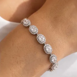 Women's Bracelet with White Zircon Stones 316L Stainless Steel Silver bode 03369