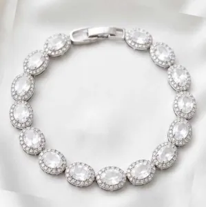 Women's Bracelet with White Zircon Stones 316L Stainless Steel Silver bode 03369