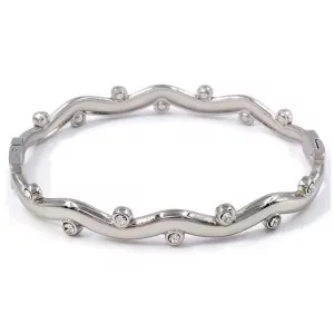 Γυναικείο βραχιόλι χειροπέδα Λευκές Zircon πέτρες ατσάλι 316L ασημί bode 03405