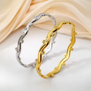 Γυναικείο βραχιόλι χειροπέδα Λευκές Zircon πέτρες ατσάλι 316L ασημί bode 03405