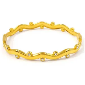 Γυναικείο βραχιόλι χειροπέδα Λευκές Zircon πέτρες ατσάλι 316L χρυσό bode 03405G