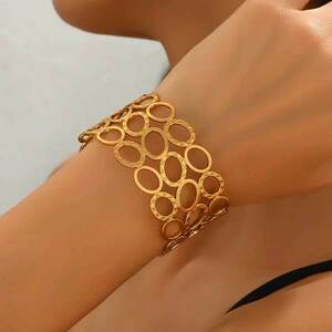 Γυναικείο βραχιόλι χειροπέδα με σχέδιο ατσάλι 316L χρυσό bode 03407