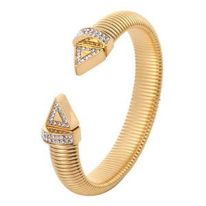 Γυναικείο βραχιόλι χειροπέδα Λευκές Zircon πέτρες ατσάλι 316L χρυσό bode 03408