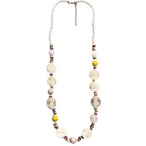 Women's long necklace with beads and Ivory White 