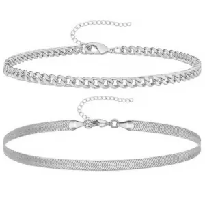 Women's Ankle Bracelet Stainless Steel in silver color