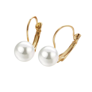 Women's pearl earrings gold