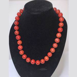 Women's red coral necklace 14mm bode 03543