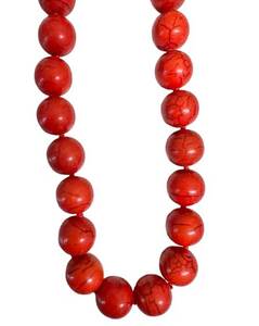 Women's red coral necklace 14mm bode 03543