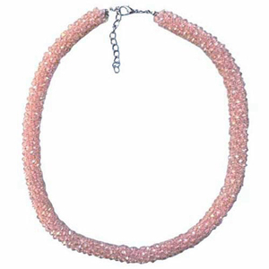 Women's necklace with pink beads bode 03545