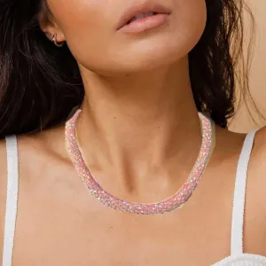 Women's necklace with pink beads bode 03545