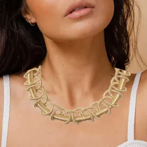 Women's knitted necklace with impressive design gold bode 03650