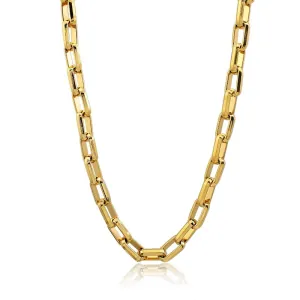 Women's chain necklace 9.5mm gold-plated steel 316L.