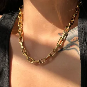 Women's chain necklace 9.5mm gold-plated steel 316L.