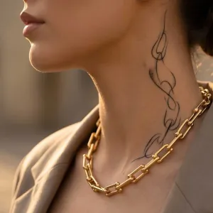 Women's chain necklace 7.5mm gold-plated steel 316L.
