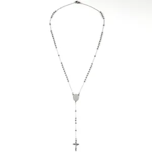 Kολιέ ροζάριο με σταυρό ατσάλι 316L ασημί Art 03600
