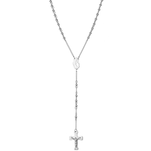 Kολιέ ροζάριο με σταυρό ατσάλι 316L ασημί Art 03603