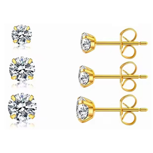 Γυναικεία σκουλαρίκια ατσάλι 316L Σετ 3 Ζευγάρια  χρυσό bode 03623