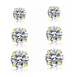 Γυναικεία σκουλαρίκια ατσάλι 316L Σετ 3 Ζευγάρια  χρυσό bode 03625