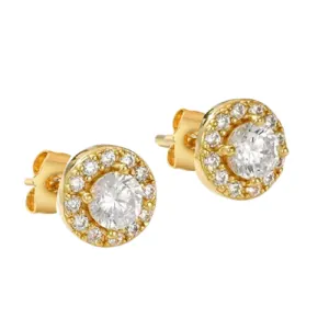 Γυναικεία σκουλαρίκια ατσάλι 316L με λευκές πέτρες χρυσό bode 03626