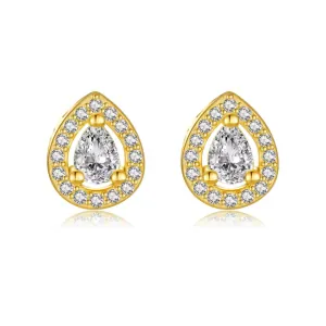 Γυναικεία σκουλαρίκια ατσάλι 316L με λευκές πέτρες χρυσό bode 03629