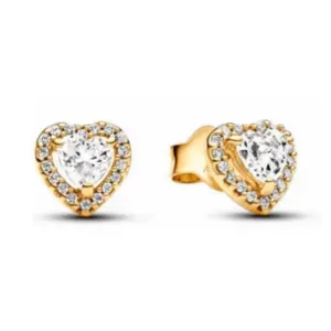 Γυναικεία σκουλαρίκια Καρδιές ατσάλι 316L με λευκές πέτρες χρυσό bode 03630